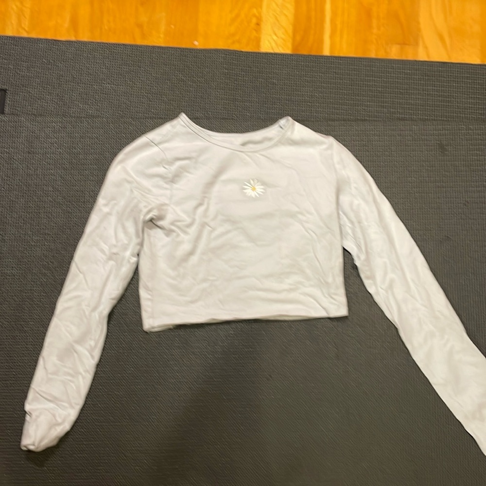 Hollister long sleeve crop top with daisy